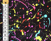 Little Johnny Splatters Black 100% Cotton 150cm Wide Digitally Printed Fabric Ideal for Crafting, Sewing, Patchwork, Dressmaking